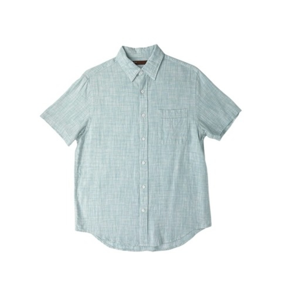 Perry Ellis Light Blue Check Short Sleeve Button Down Shirt Size Medium